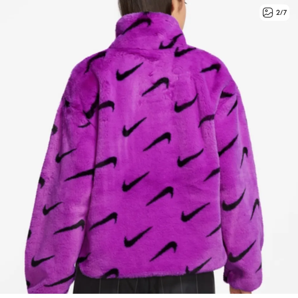 Nike Sportswear Plush Faux Fur Purple Jacket DQ6842-551 - Image 5