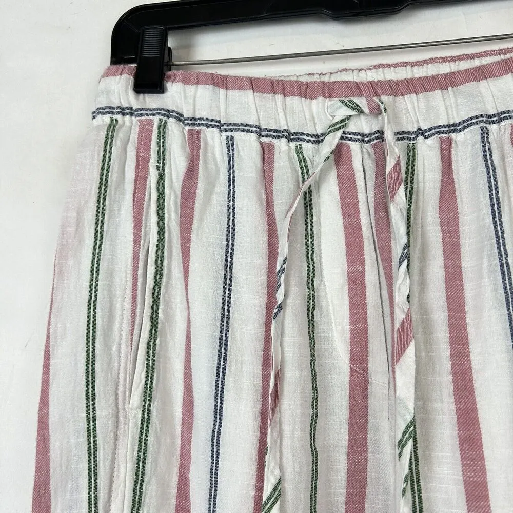 Xirena Size XS striped Draper Pants Pull On Drawstring Straight Leg White Red - Image 2