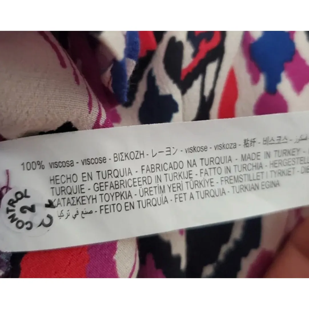 ZARA PRINTED SHIRT DRESS Faux Wrap Long Sleeve Size XLarge NWT - Image 10