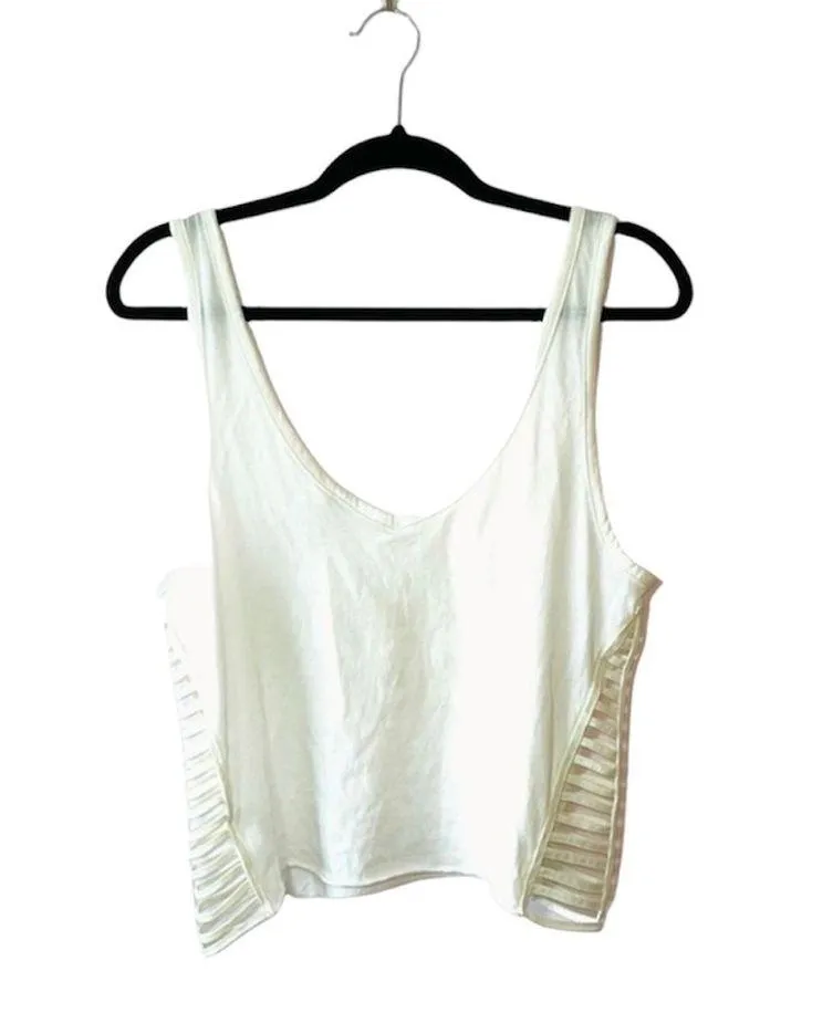 White Caged Side Cotton Tank Top - Image 2