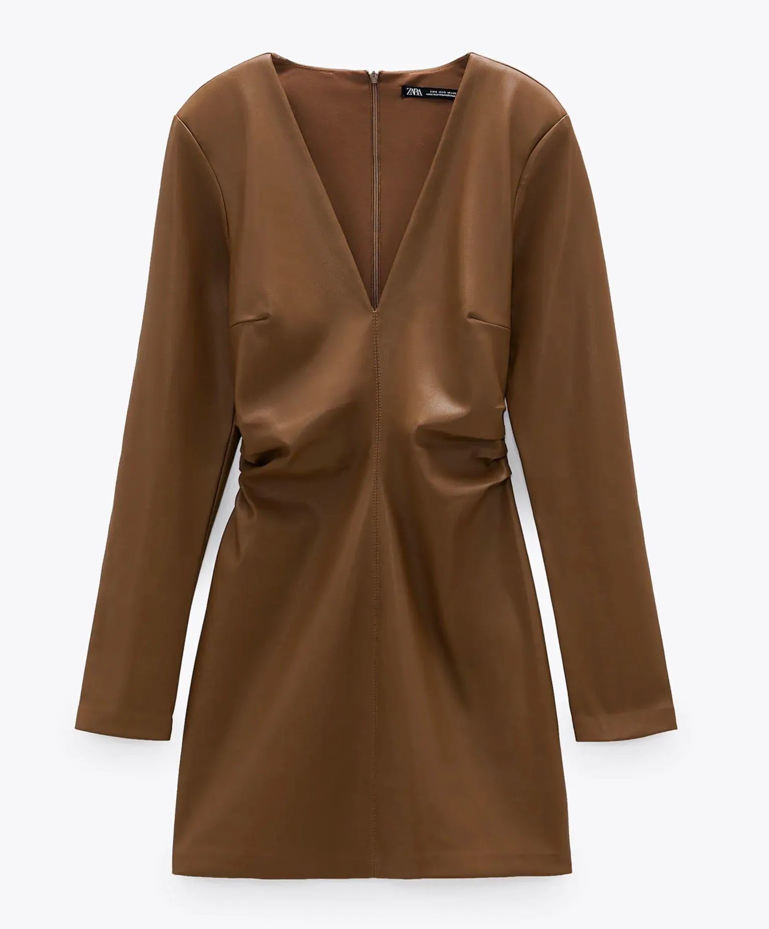 NEW  Faux Leather Dress With Shoulder Pads - Image 2