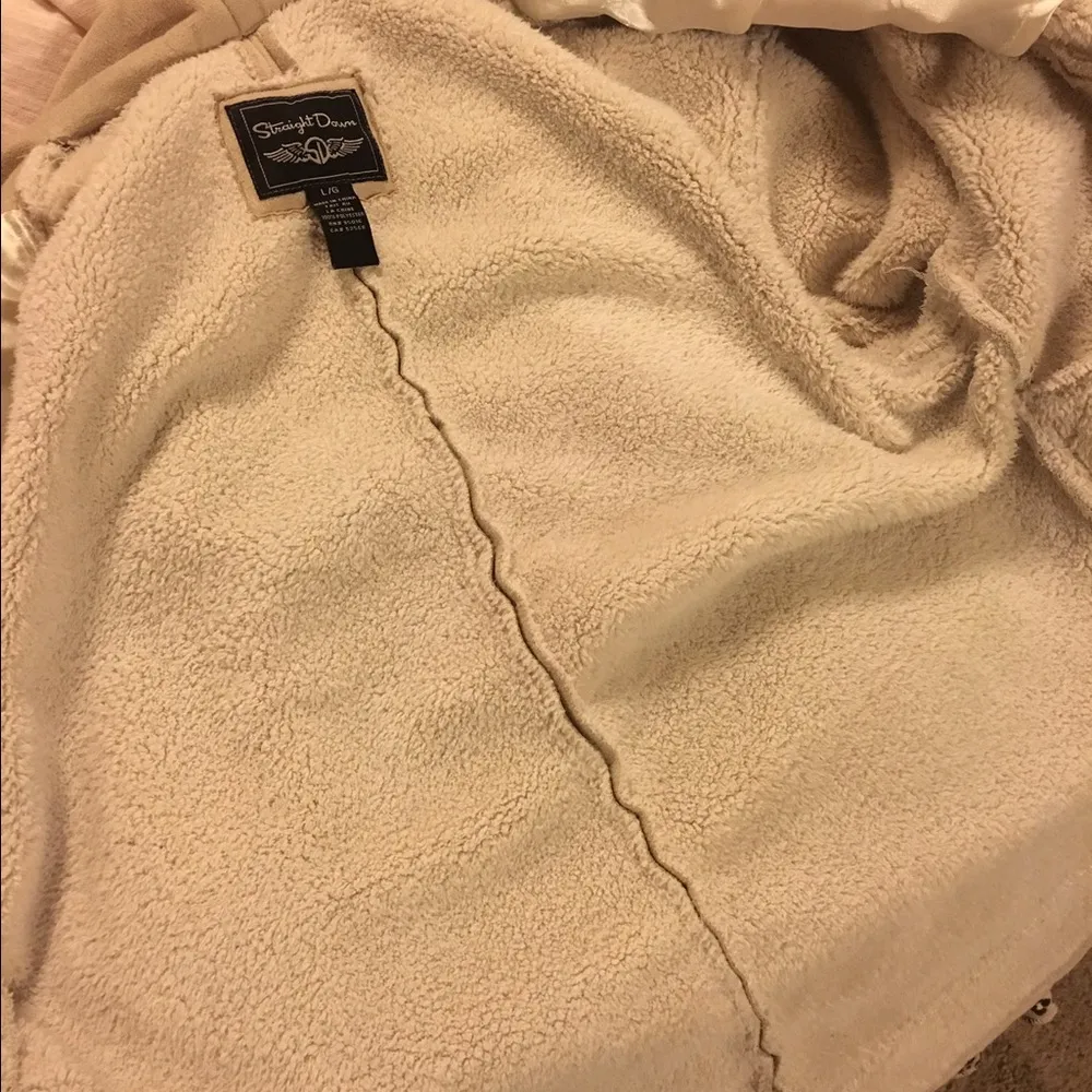 Straight Down Ultra Suede Warm Winter Coat | Jacket White Size L - Image 4