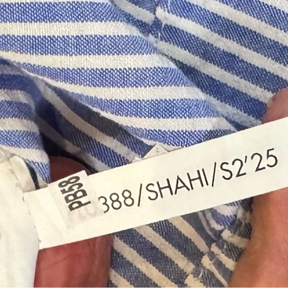 Free Assembly Lemon Embroidered Effortless Blue White Seersucker Fit & Flare BBQ - Image 12