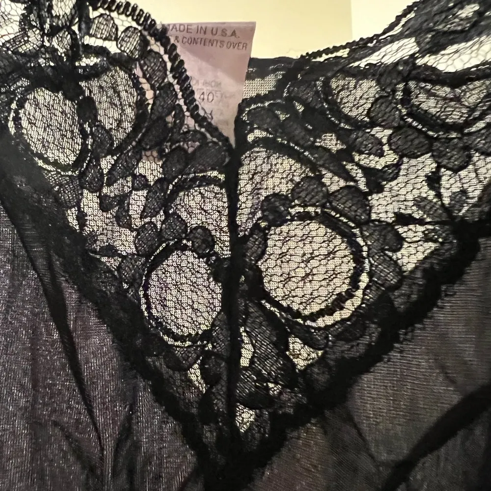 Montgomery Ward Vintage Cami Nylon Dress Camisole Black Lace NWT Size 40 USA - Image 4