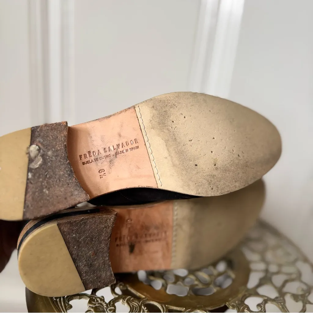 Frēda Salvador Wit d'Orsay Derby Black Suede Shoes Size 6.5 - Image 6