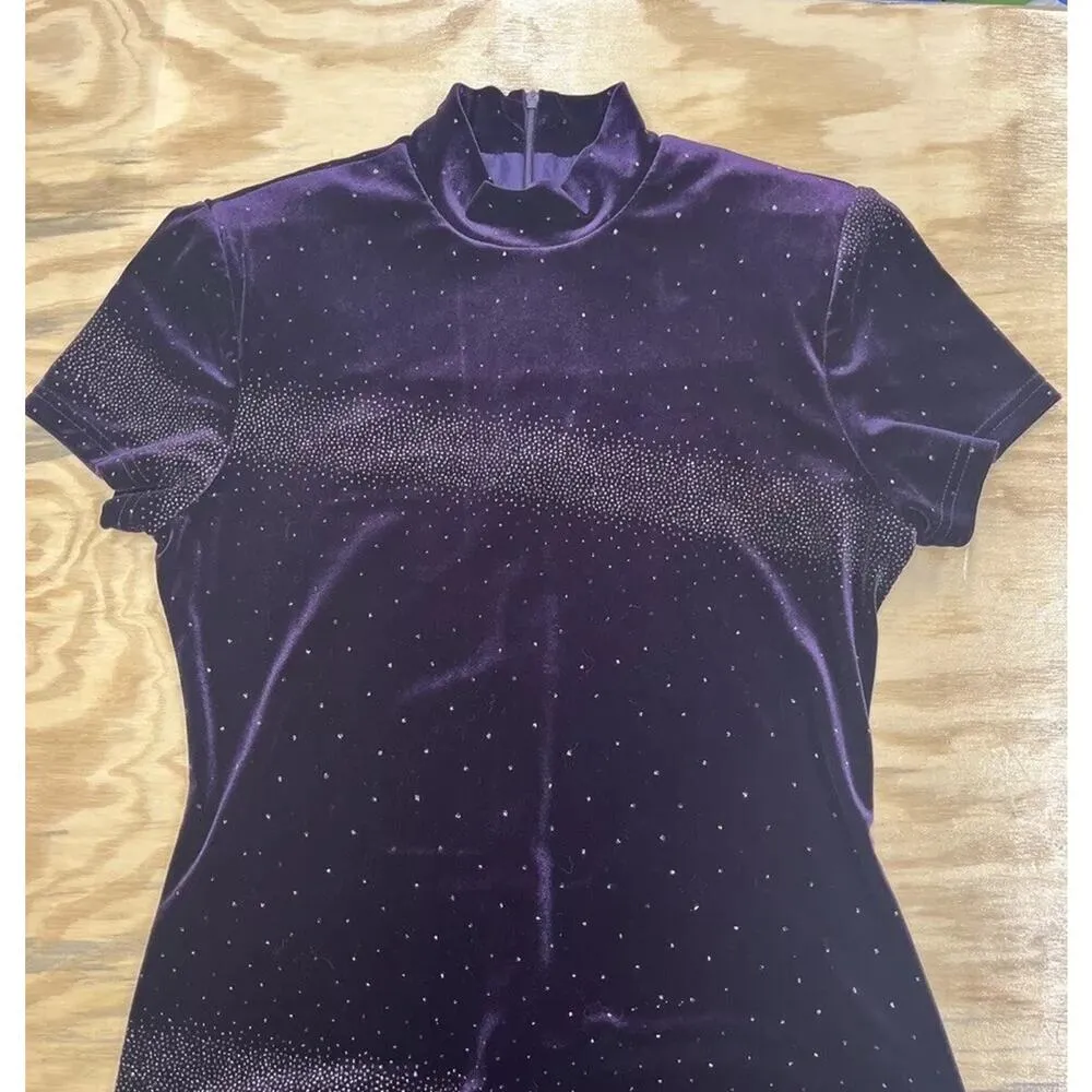 Vintage 90s Y2K Jessica Howard Purple Velvet Maxi Dress 8 Fairy Witchy Party - Image 4