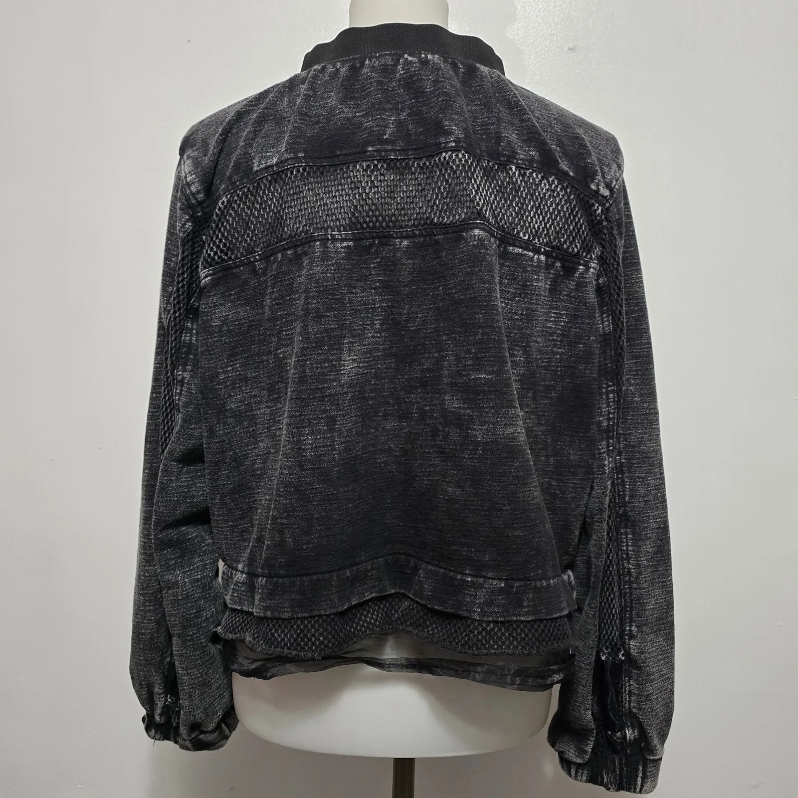 Buckle GILDED INTENT Black Washed Mesh Panel Bomber Jacket Size M Whimsigoth - Image 5