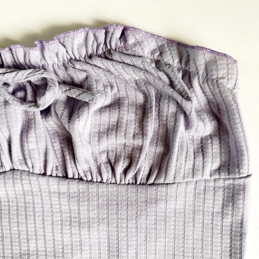 Papermoon Lilac Ribbed Knit Tube Top with Ruffle Trim & Tie Detail - Image 2
