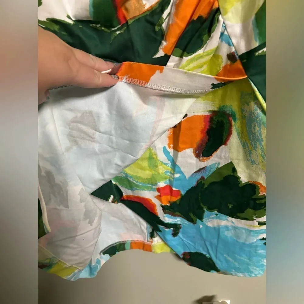 London Times Watercolor Print Ruched Wrap Dress Size 10 Sheath Sleeveless - Image 5