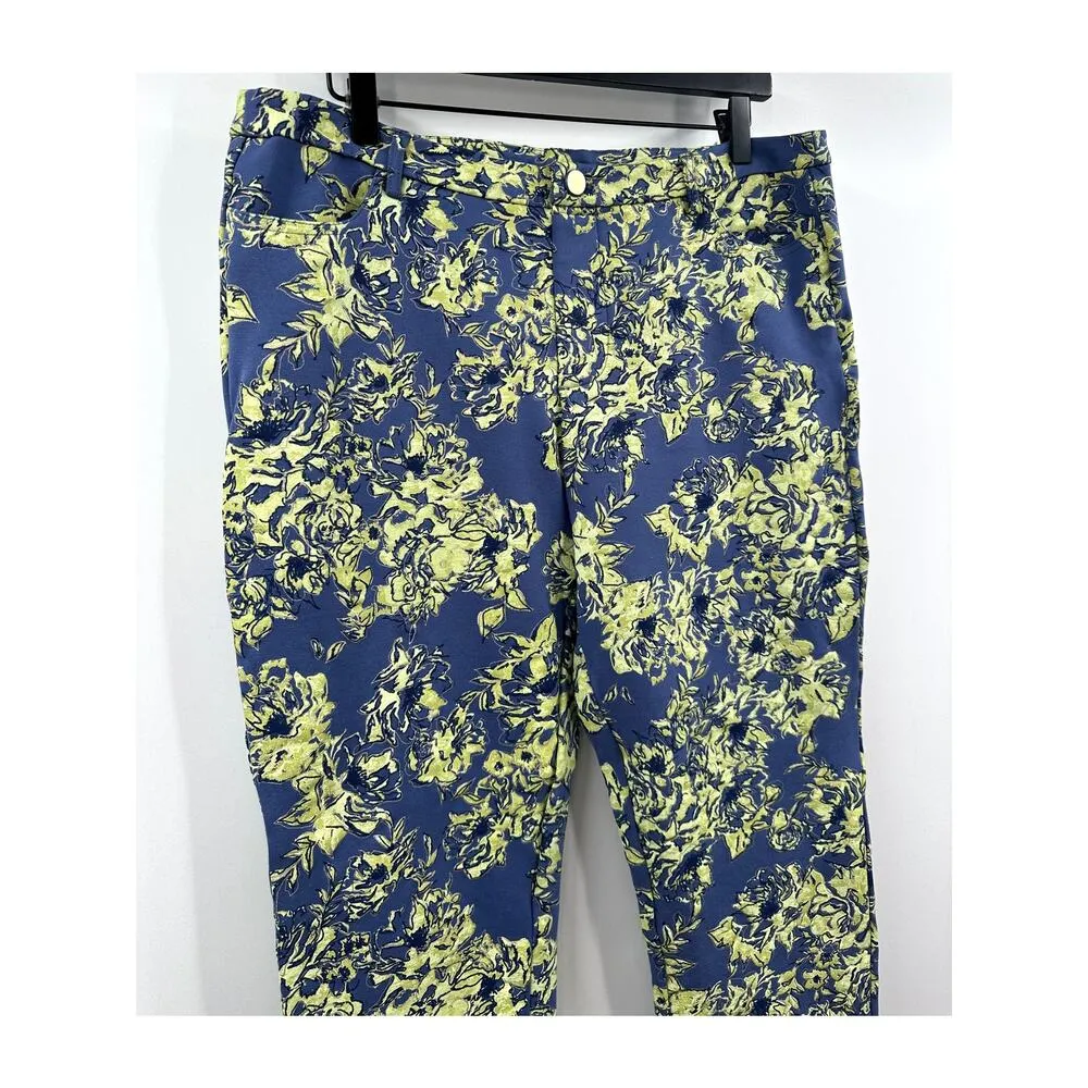 Soft Surroundings Elisabetta Floral Print Gold Detail Pants Style Size Large - Image 3