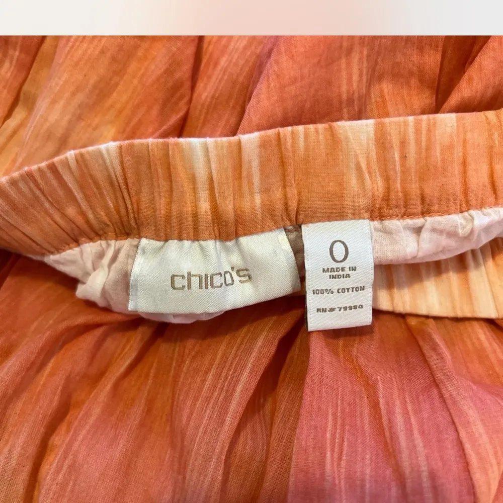 Chico's Vibrant Orange Tie-Dye A-Line Skirt - Image 4