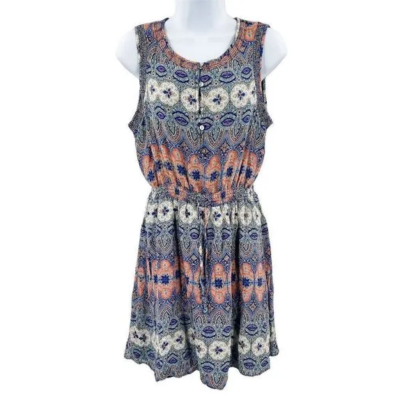 Lucky Brand Stained Glass Sleeveless Drawstring Waist Dress Small - Image 4