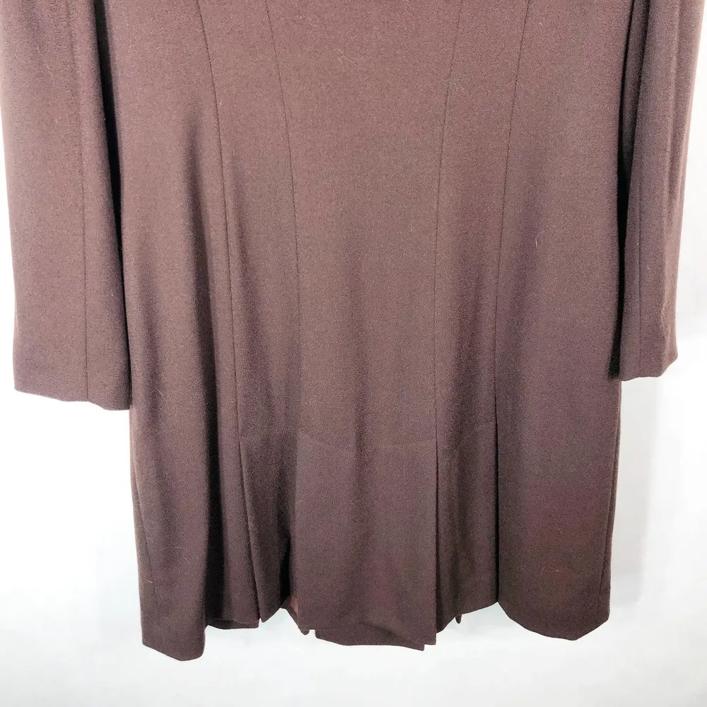 Bloomingdales vintage Size 8 Coat Wool Mid Length Brown Double Breasted F - Image 4