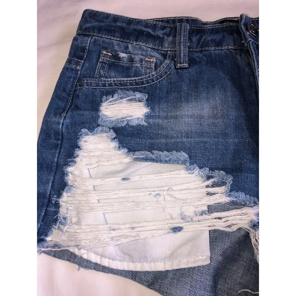 Forever 21Size S Shorts Jean Distressed Blue Denim Cut Off Festival Beach Vacay - Image 5