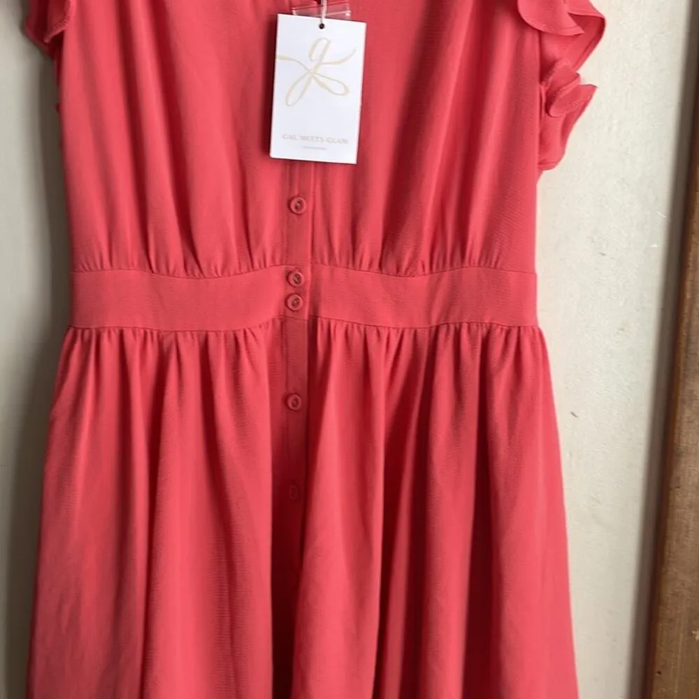 GAL MEETS GLAM Bree Coral Fit and Flare Dress - Image 9