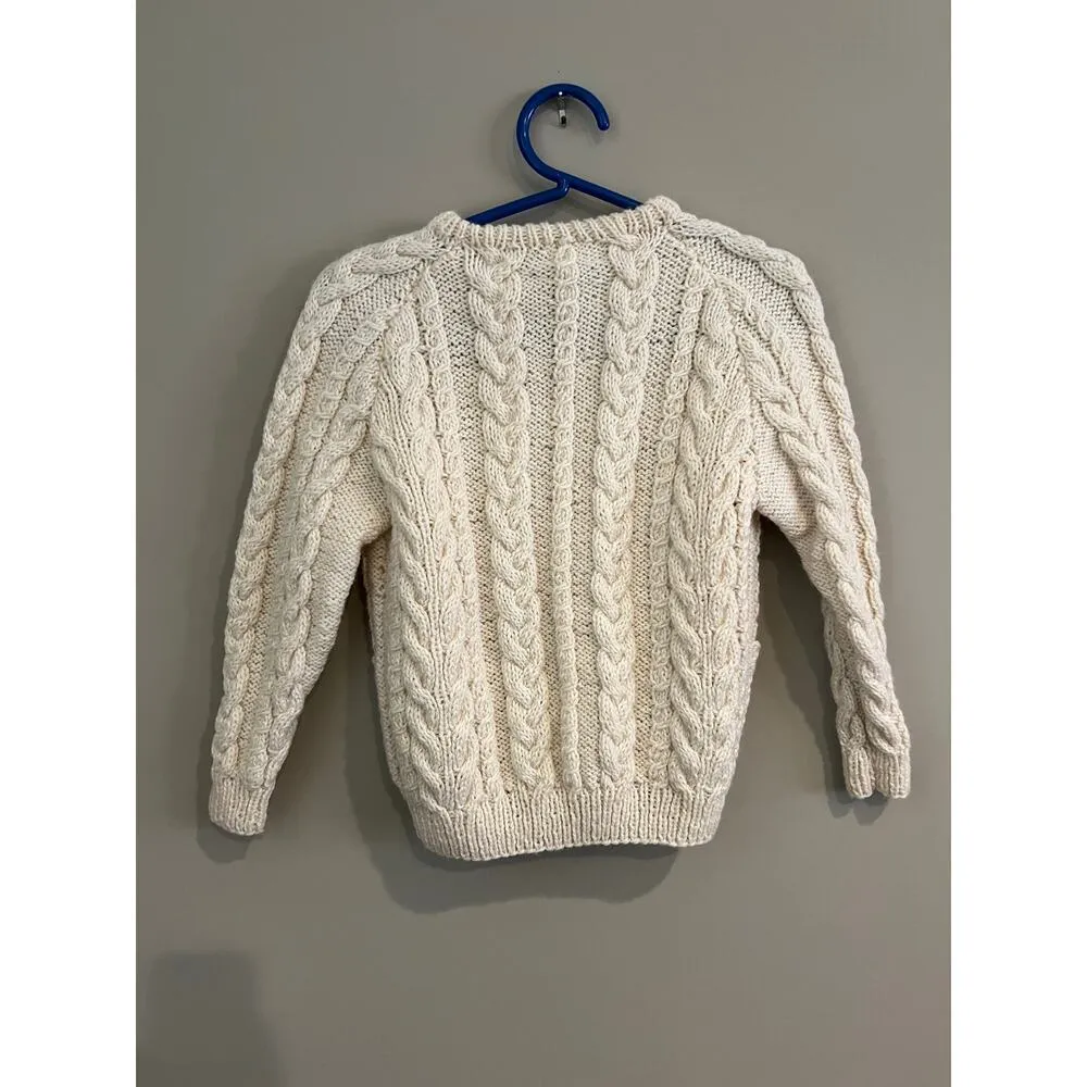 Vintage Blarney Wollen Mills Handknit Cardigan Sweater 100% Pure Wool Ivory XS/S - Image 3