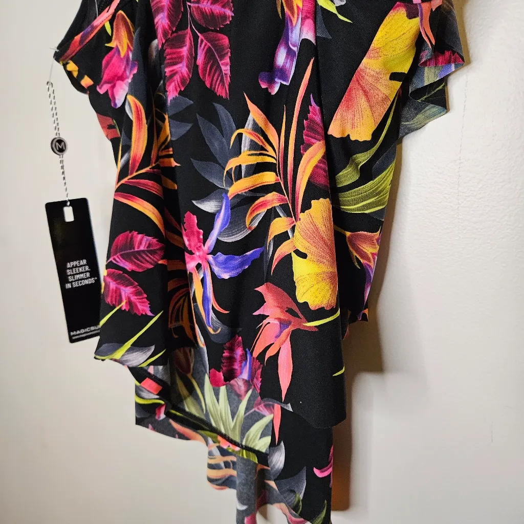 Magicsuit Oasis Rita Tankini Top Tropical Floral Ruffle Swim Size 8 Womens NWT Black - Image 8