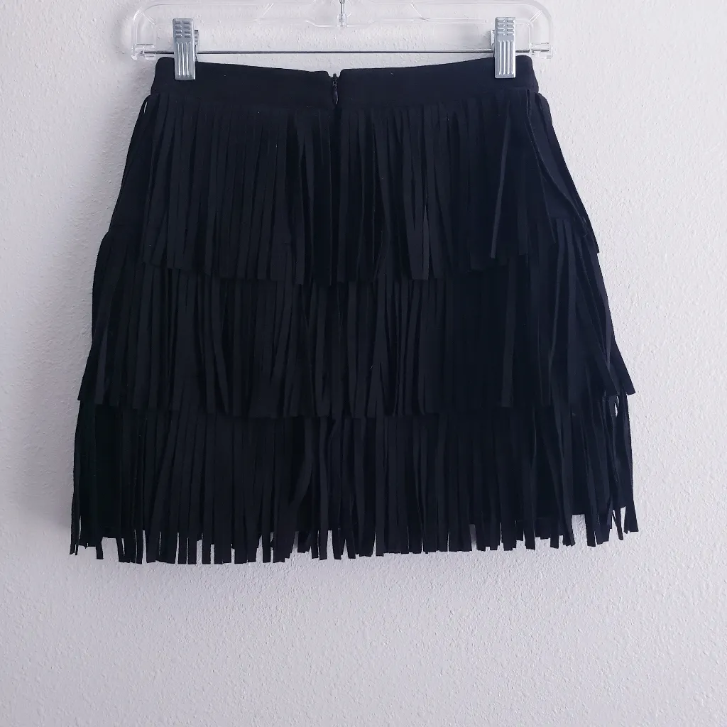 Kittenish Suede Fringe Tassel Mini Skirt - Image 5