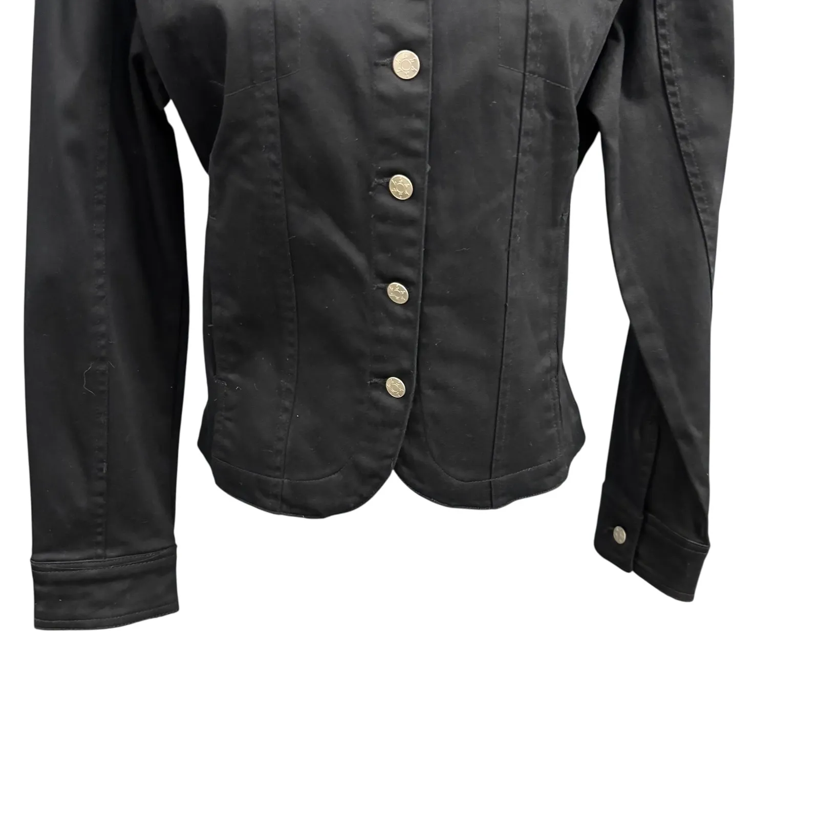 Live‎ a Little Black Stretch Button Front Jacket Small Collared Fitted - Image 4