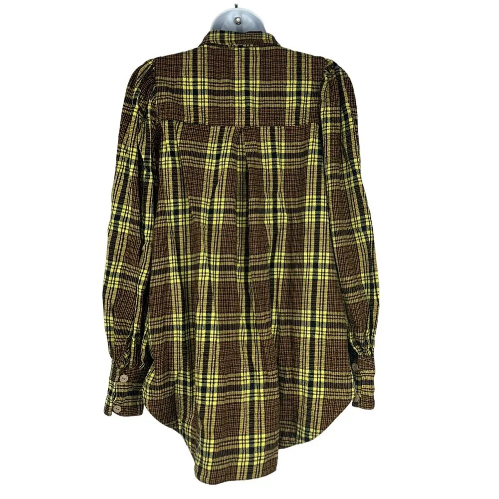 Zenana Outfitters Women's Plaid Button Down Shirt Size XS Yellow/Black - Image 4