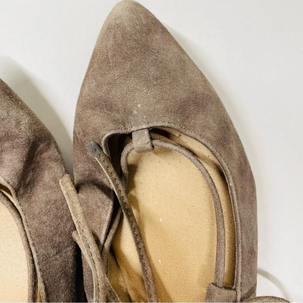 Steve Madden Eleanor Suede Lace-Up Ballet Flats Taupe Size 7.5 - Image 6