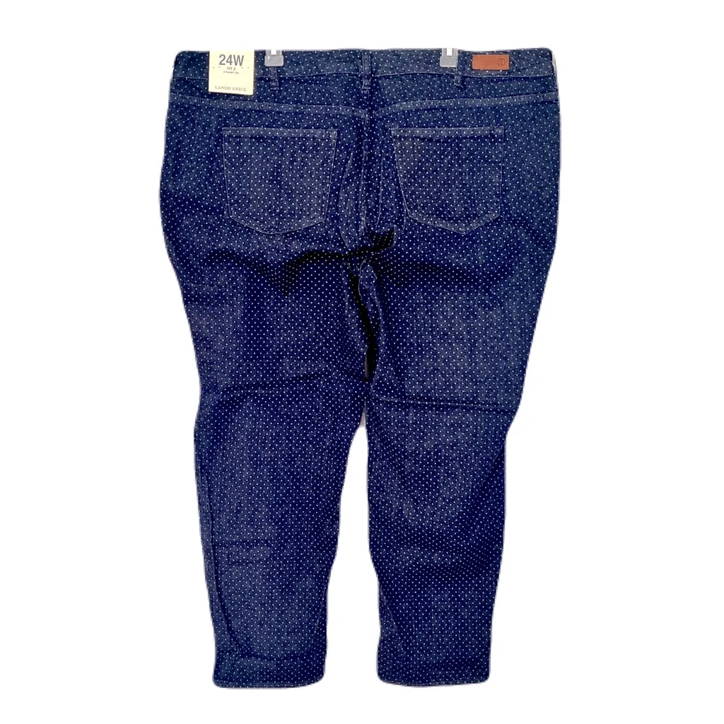 NWT Lands End Polka Dot Dark Denim Plus Size Jeans Fit 2 Straight Leg, Size 24W - Image 3