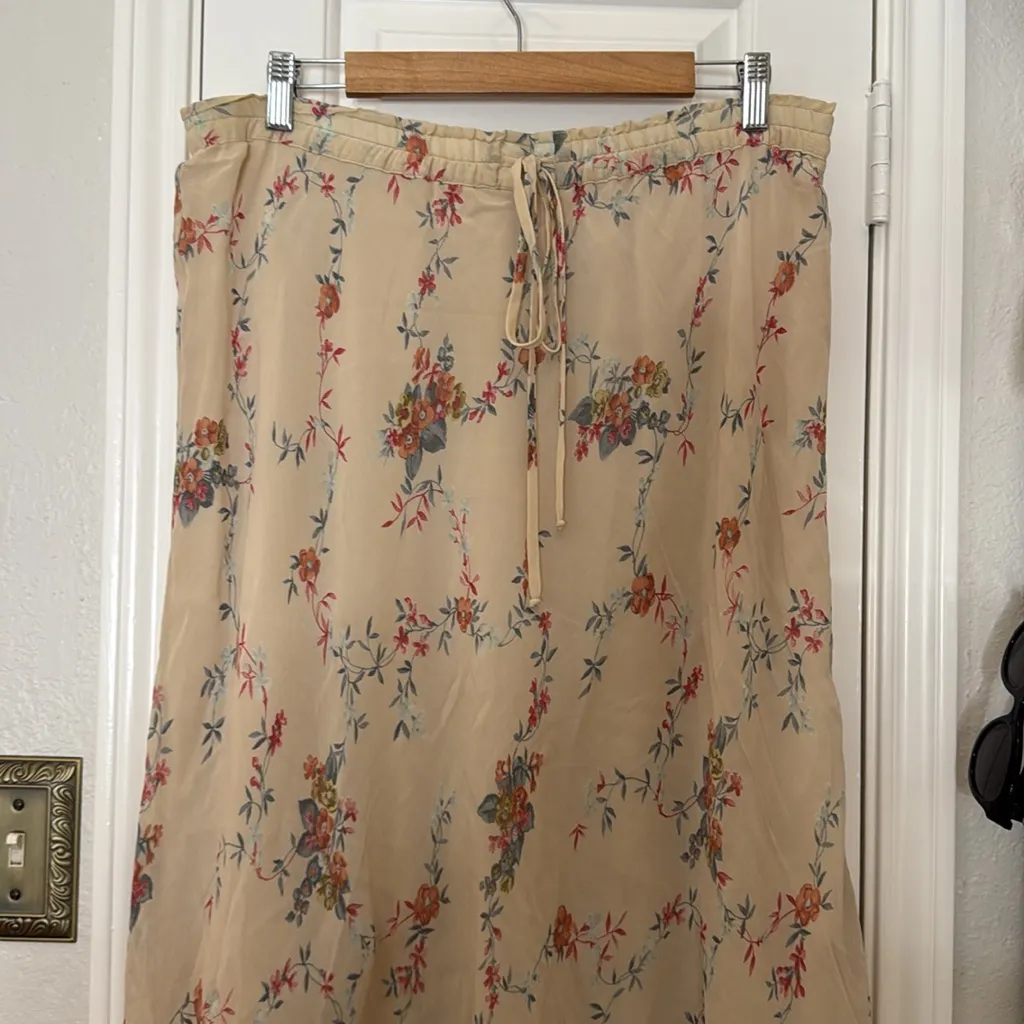 Vintage 90s lace ruffle trim floral midi skirt Pink Size 12 - Image 7