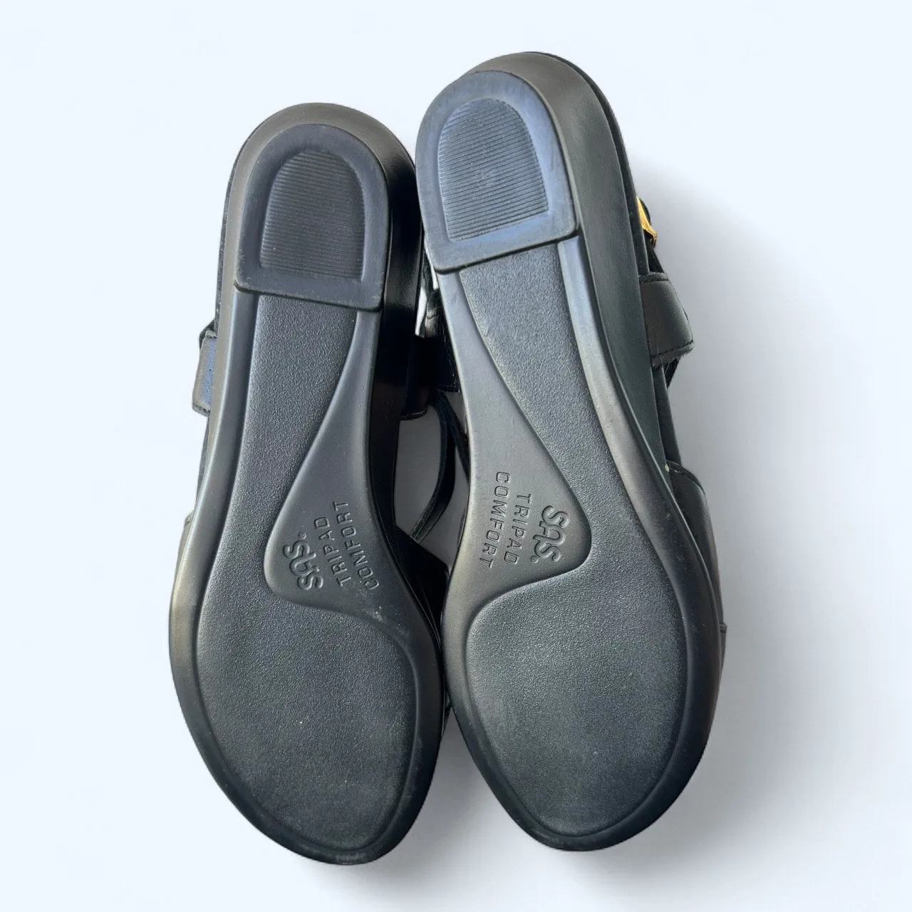 SAS Caress Cross Strap Wedge Sandal Black Women's Size 6 N Comfort Shoes - Image 6