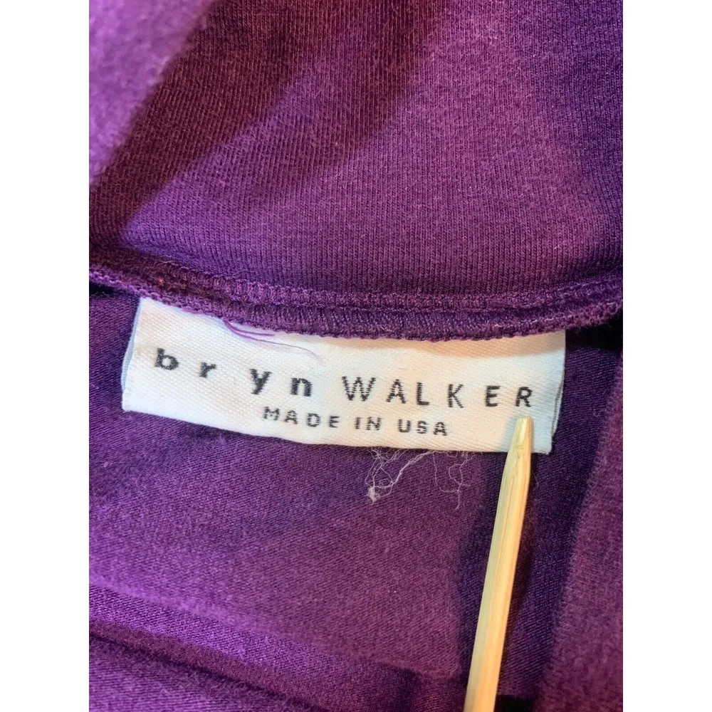 Bryn Walker Bamboo Organic Cotton Shirt Women Medium Purple Mock Neck Boxy Lagom - Image 3