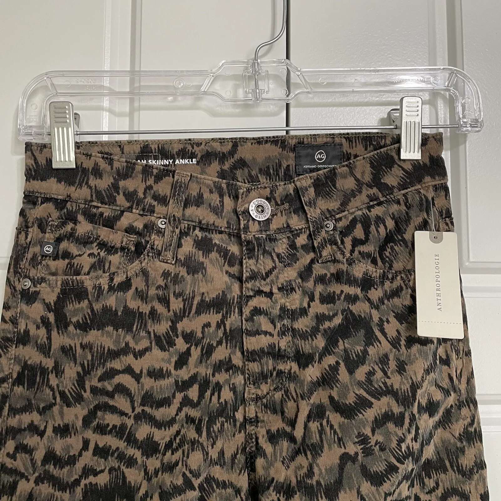 AG The Farrah Skinny Ankle High Rise Women Size 24 Leopard Print Corduroy NWT - Image 5