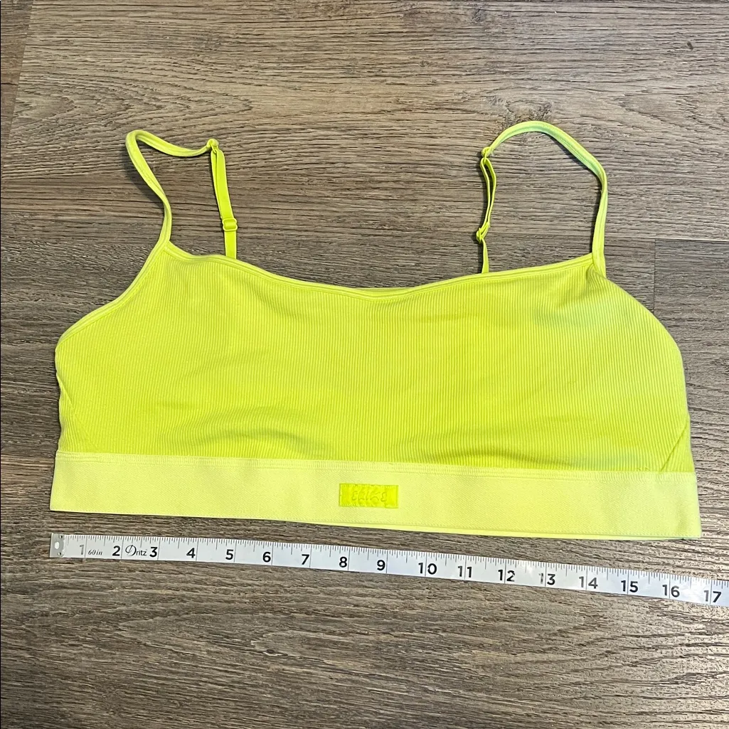 SKIMS Cotton Neon Yellow/Green Ribbed Bralette Bra w/Adjustable Straps 2X NWOT Green - Image 6