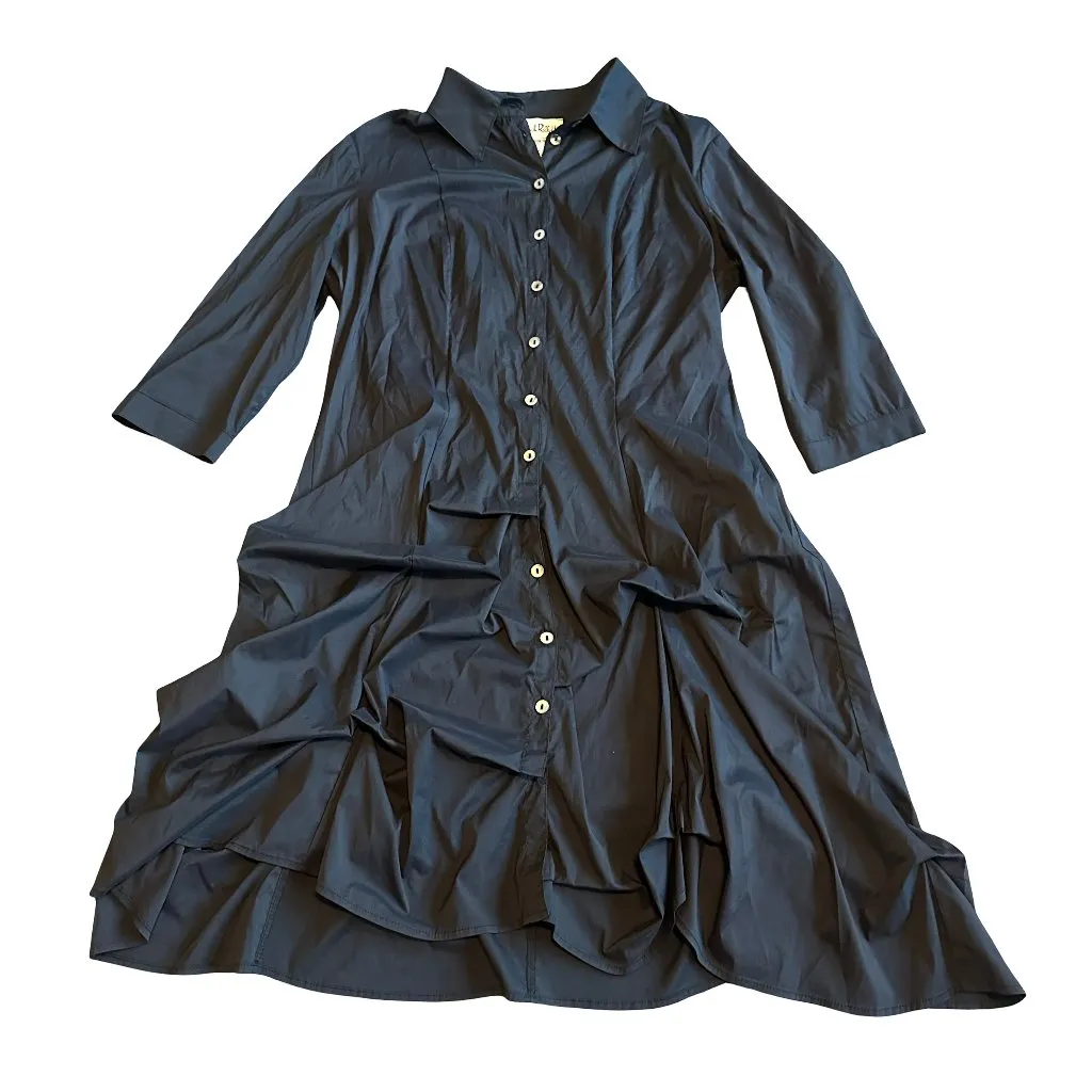 Joseph Ribkoff Black Button-Down Dress Gathered Stretch Classic Size 10 Women's - Image 1
