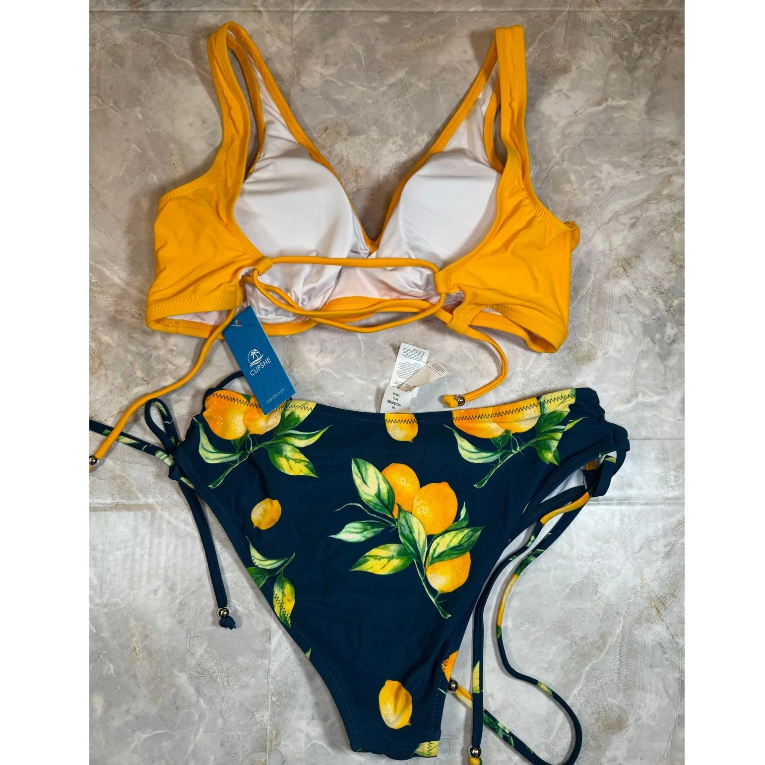 NWT Cupshe Lemon & Sunshine Bikini Sz Medium - Image 2
