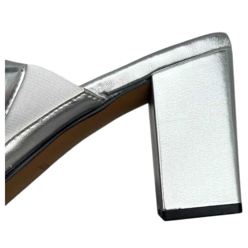 Lisa Vicky Silver Metallic "Very Vicky" Cushion Women's Size 9M Mules Block Heel - Image 10
