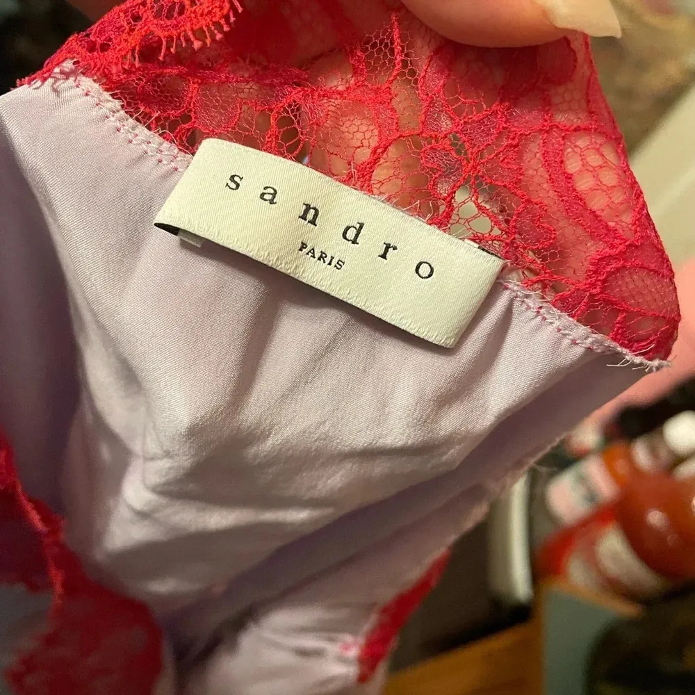 SANDRO LILAC SILK LACE CAMISOLE - Image 5