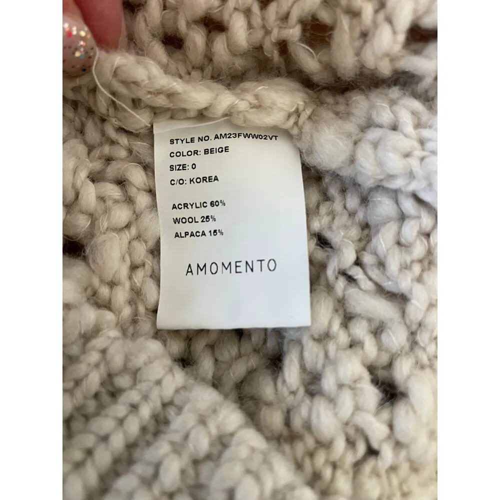 AMOMENTO Crochet Sleeveless Knit Sweater in Oatmeal Cream Size Small - Image 6