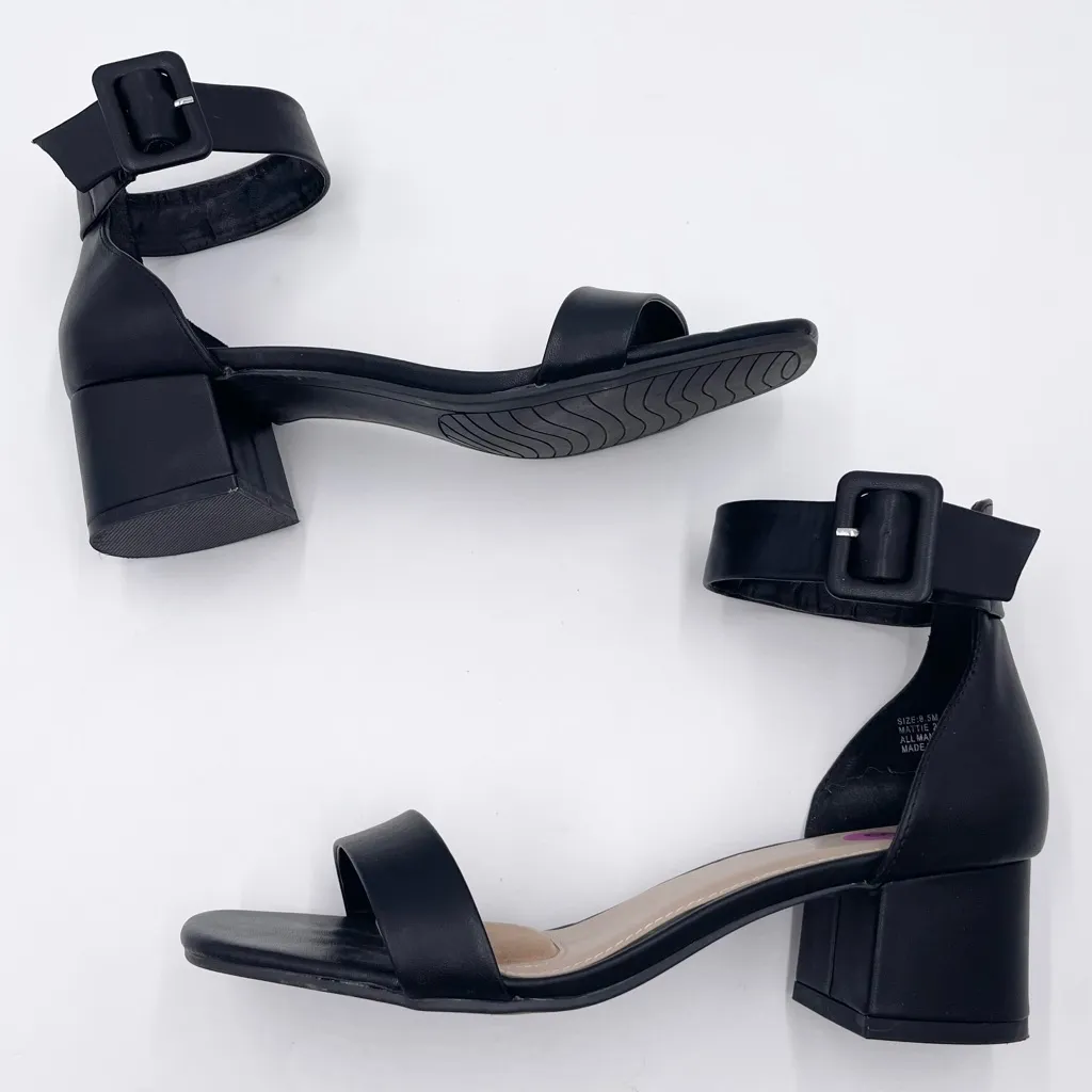 Mari A Women's Mattie 2 Ankle Strap Heels Size 8.5 Black Faux Leather Open Toe - Image 7