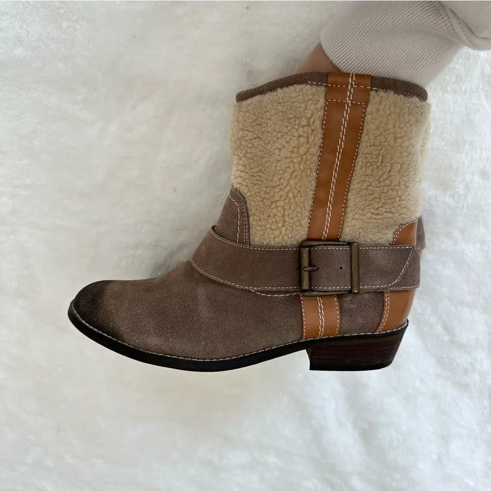 Kelsi Dagger Leather Sherpa Booties Size 8 - Image 6