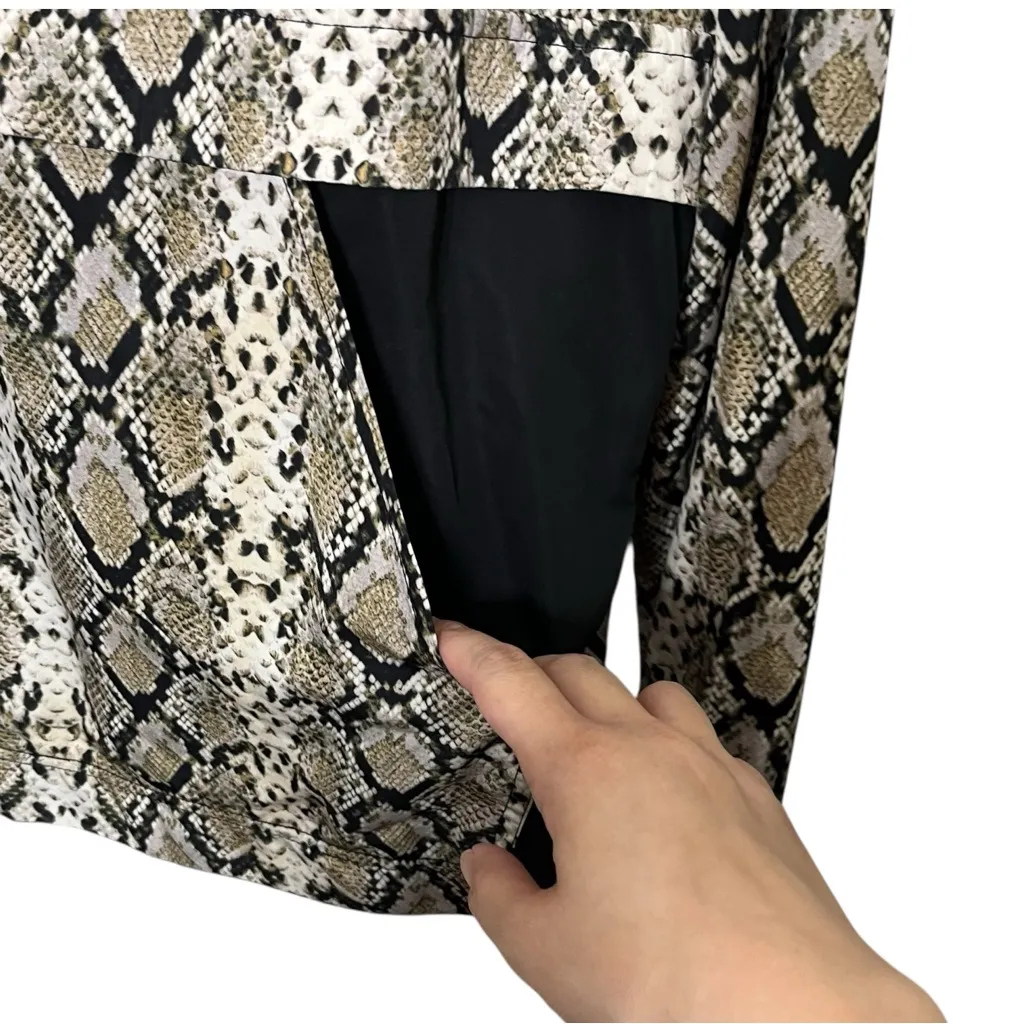 Alala Snakeskin Hooded Jacket Women’s Small Beige Black Red Zip Activewear - Image 5