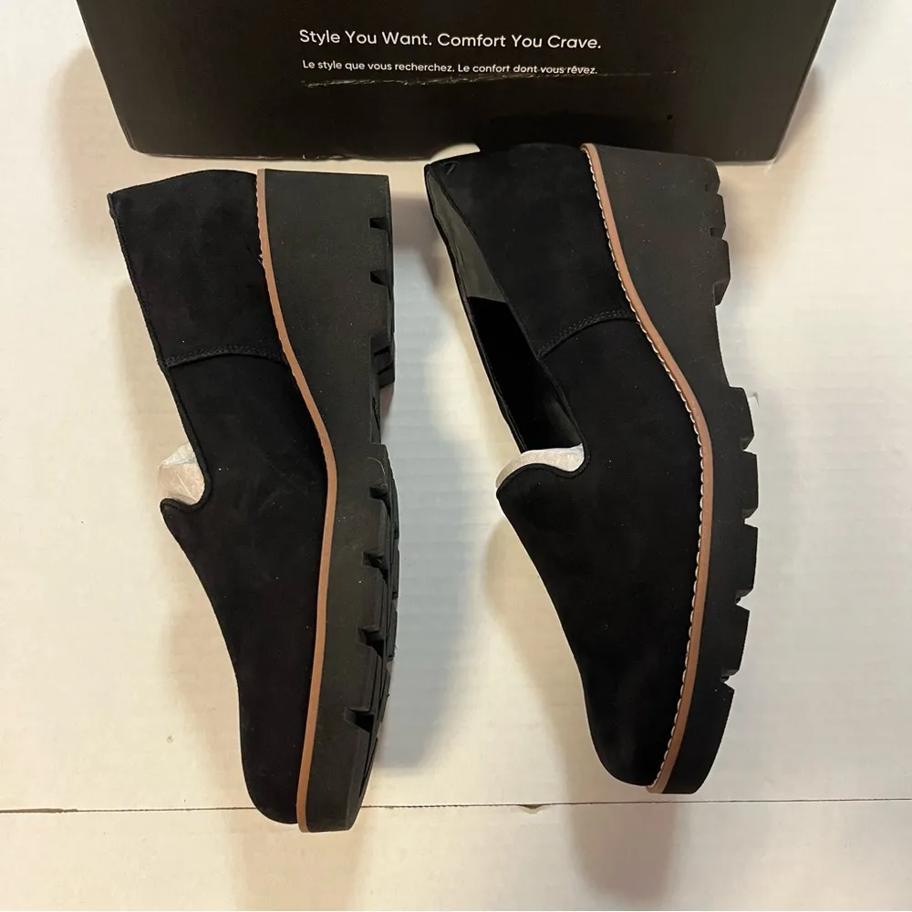 Vionic Willa Wedge Loafer in Black Suede Sz 12 M NEW in Box Women’s - Image 6
