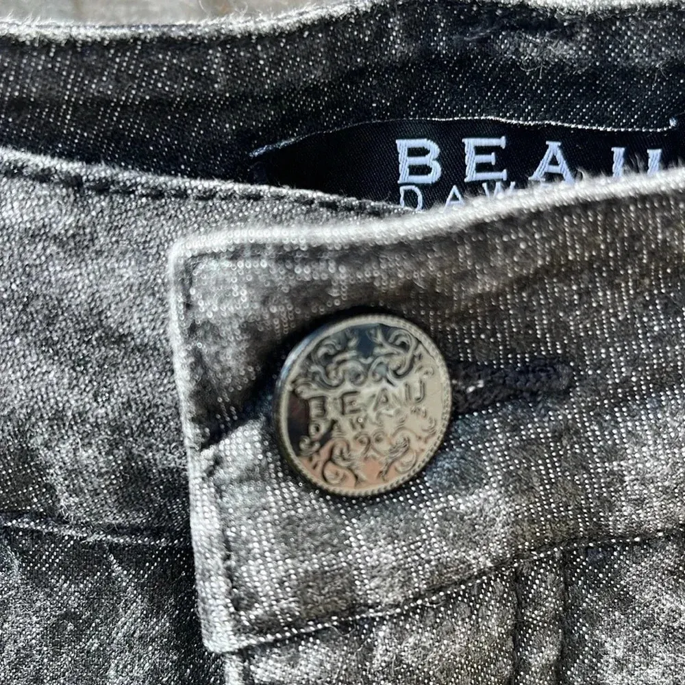 Black snake print denim pants size 6p Beau Dawson zipper button fly pockets - Image 10