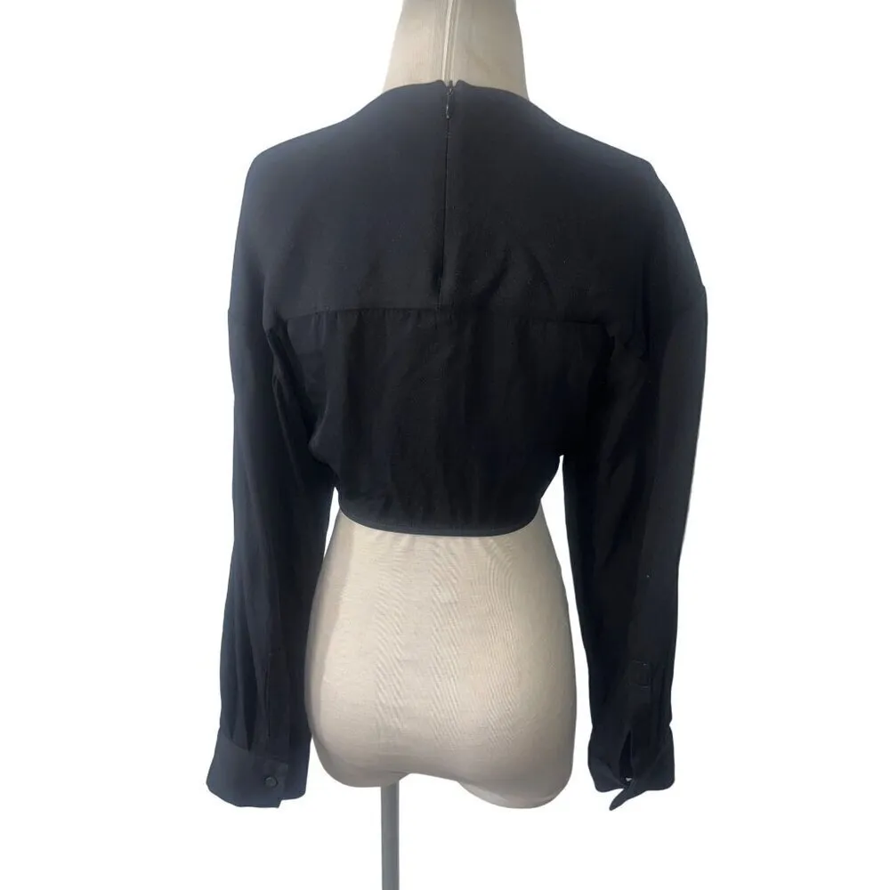 Christopher Esber Ruched Crop Shirt in Black AUS 12 US 8 New Womens Blouse Top - Image 7