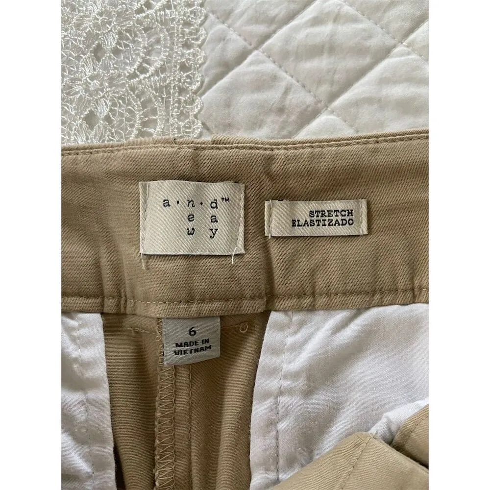 A New Day Wide Leg Chino Trousers Tan Casual Pants Size 6 - Image 3