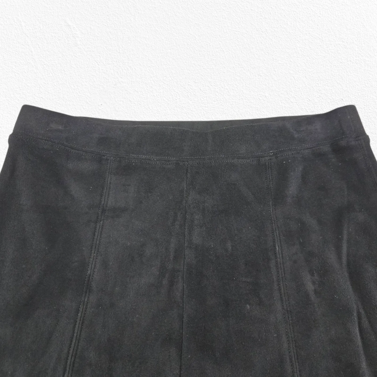 Max Mara Leisure Black Faux Suede Matte Jersey Straight Slim Pants Size Medium - Image 4