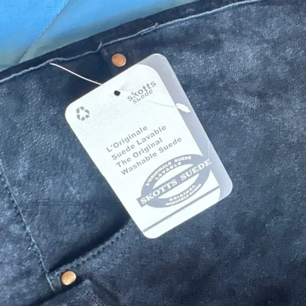 Skotts Pants Women’s 16 Black Suede Deadstock 100% Leather Pocketless 36x33 - Image 5