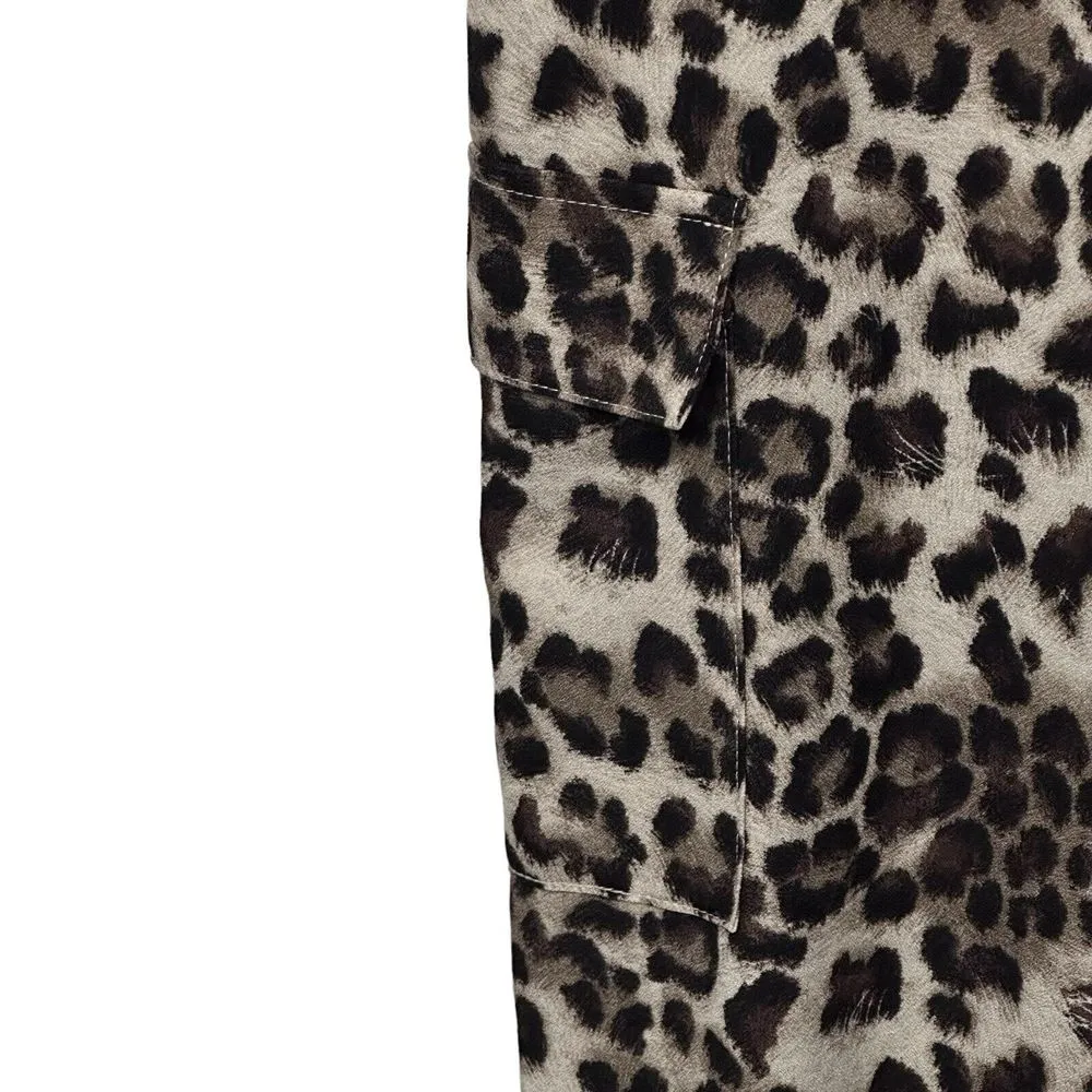 Easel Womens Size Medium Brown Leopard‎ Cargo Jogger Pants Pockets - Image 4