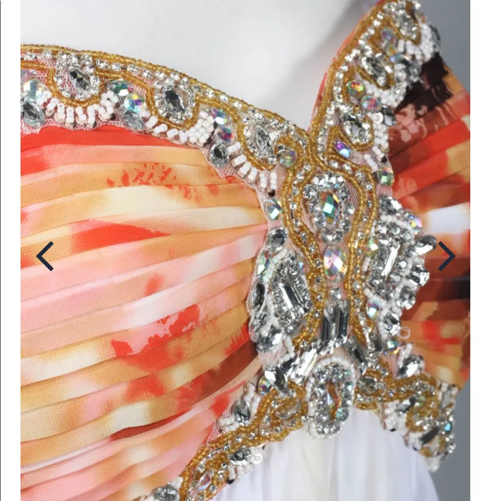 Cachet sweetheart neckline gemstone chiffon dress Orange Size 12 - Image 8