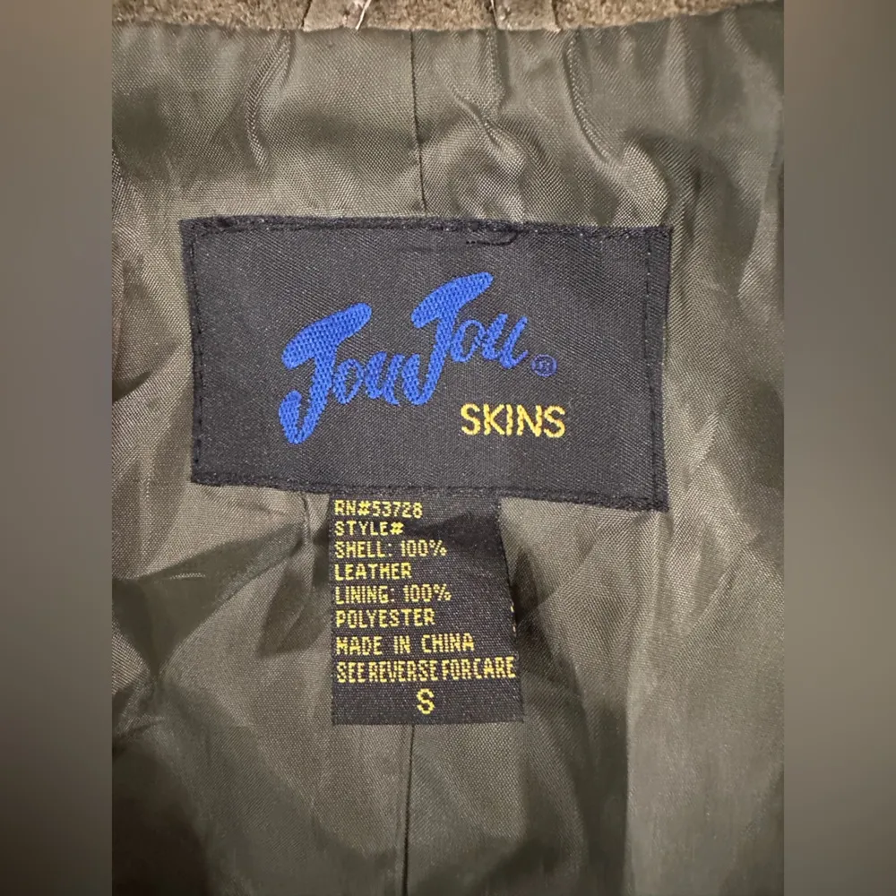 Skin by Jou Jou suede olive leather Bomber Jacket with Fringe Detailing Brown - Image 4