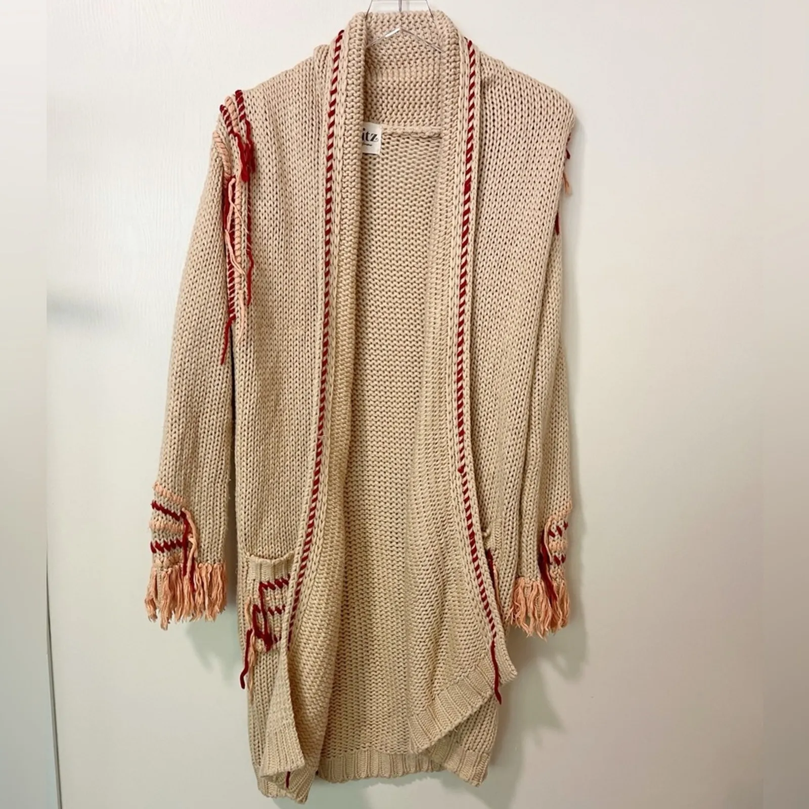 FOR LOVE & LEMONS KNITZ Denver Knit Cardigan in Peach and Rust size XS‎ - Image 3