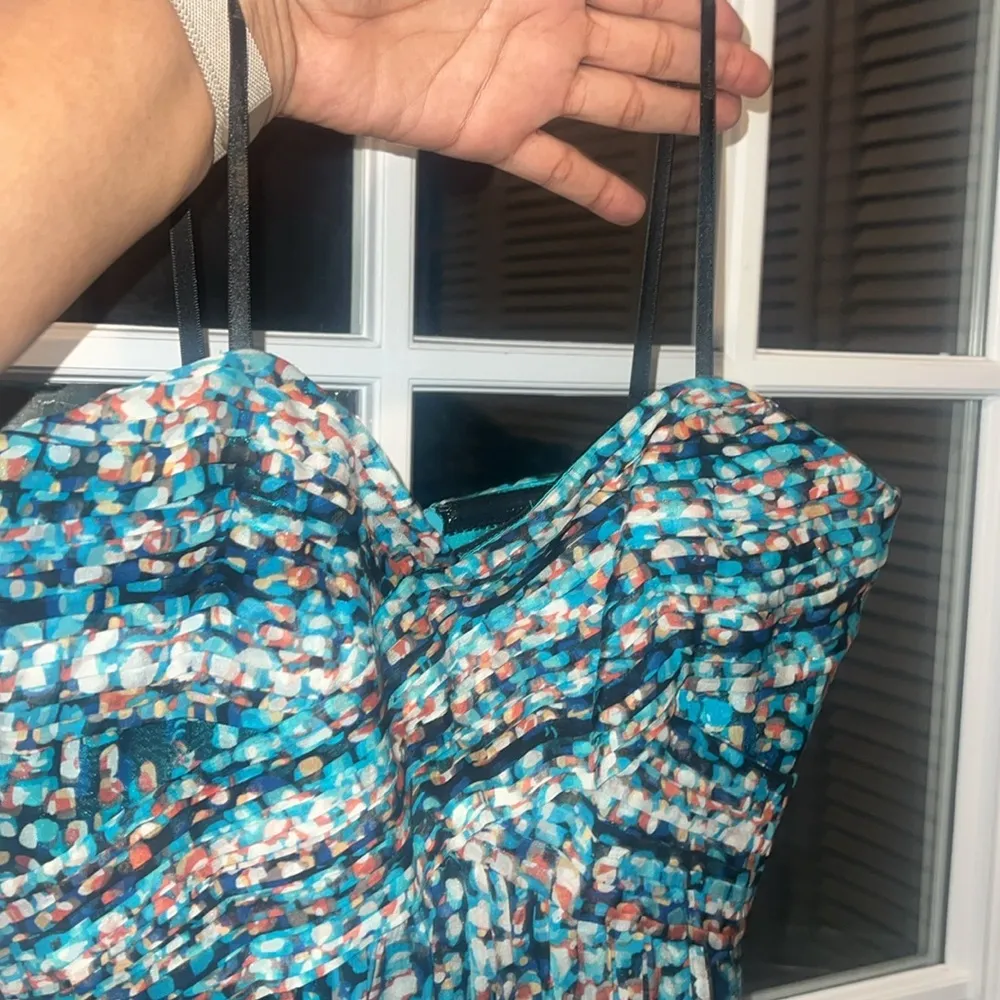 LAUNDRY by Shelli Segal Silk Maxi Gown Bermuda Blue Abstract Print Sz 0 NWOT - Image 13